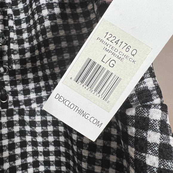 NEW Dex Gingham Black & White sleeveless blouse Lace up V Neck Blouse Sz M or L - Picture 4 of 10